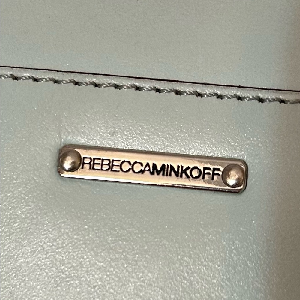 Rebecca Minkoff Pale Mint Leather Crossbody Bag with Studded Strap Top Handle - Picture 5 of 13